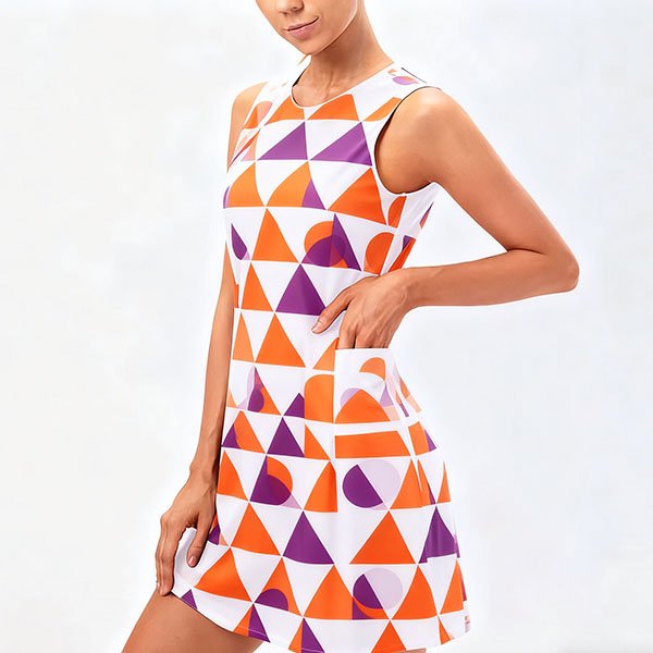 Geometric Print Sleeveless Dress