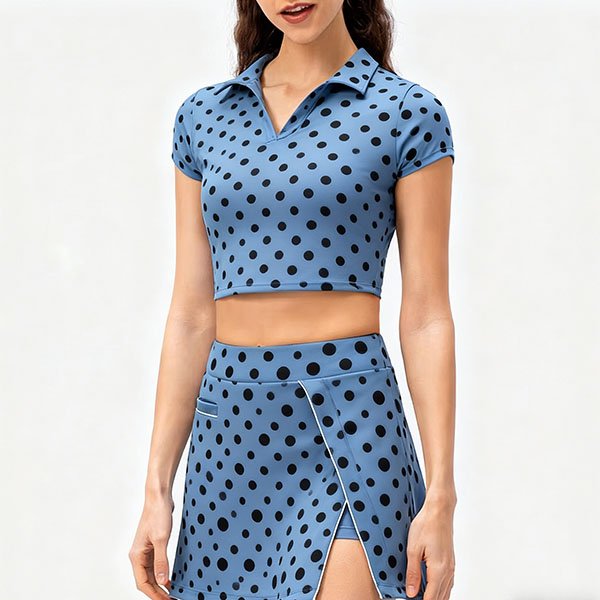 Blue Polka Dot Polo Set