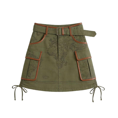 Women's Mauve Knit Mini Skirt with Cable Stitch & Pearl Side Buttons