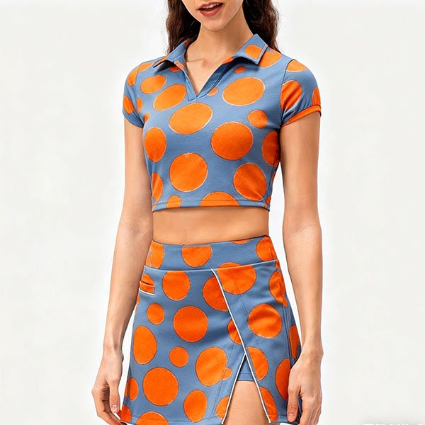 Orange Polka Dot Polo Set
